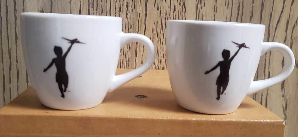 Storyville Coffee 2 Espresso Cups Demitasse Coffee Porcelain Airplane Flyboy